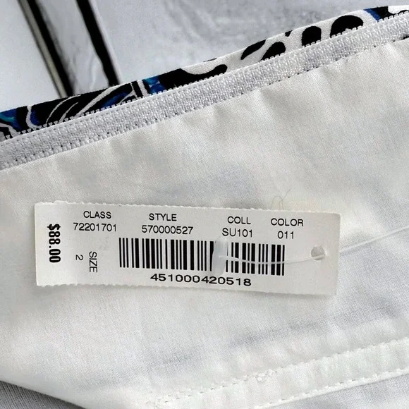 White House Black Market Corset Strapless Top Black White Blue Size 2 - Picture 6 of 11